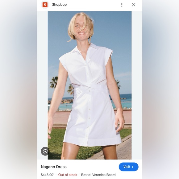 Veronica Beard‎ Nagano White Shirt Dress Sz 8 Pristine Condition - Picture 1 of 4